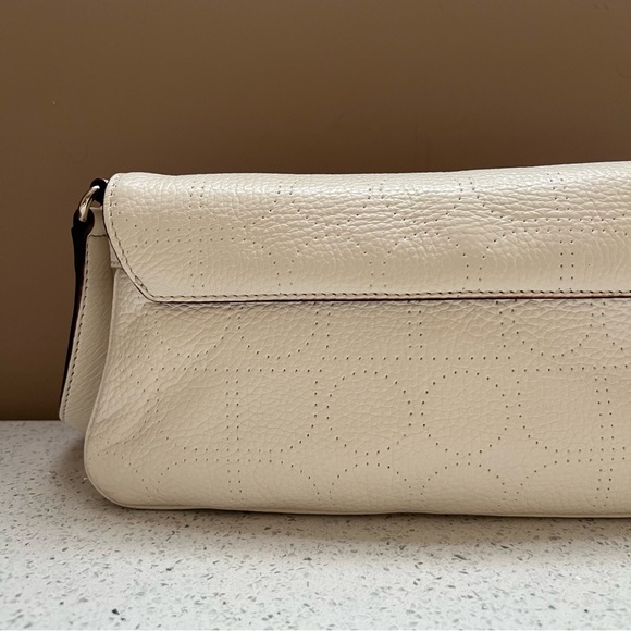 Kate Spade New York Leather Off White Cream Perforated Shoulder Bag Purse - Picture 8 of 16
